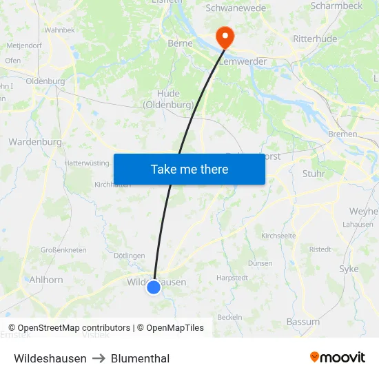 Wildeshausen to Blumenthal map
