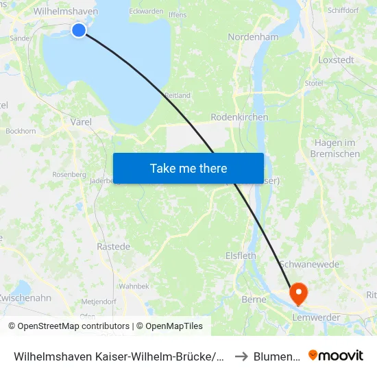 Wilhelmshaven Kaiser-Wilhelm-Brücke/Südstrand to Blumenthal map