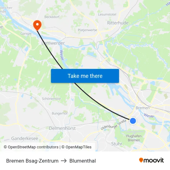 Bremen Bsag-Zentrum to Blumenthal map