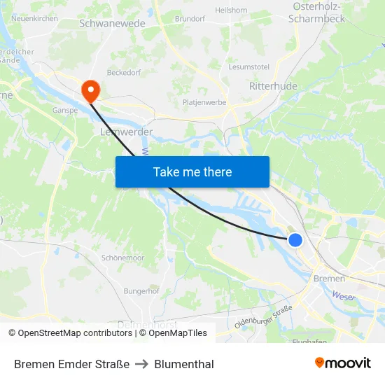 Bremen Emder Straße to Blumenthal map