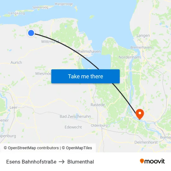 Esens Bahnhofstraße to Blumenthal map