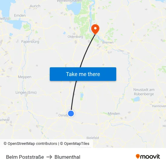 Belm Poststraße to Blumenthal map