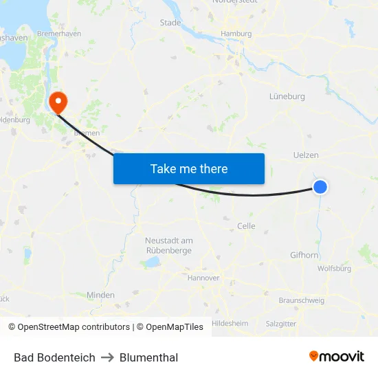 Bad Bodenteich to Blumenthal map