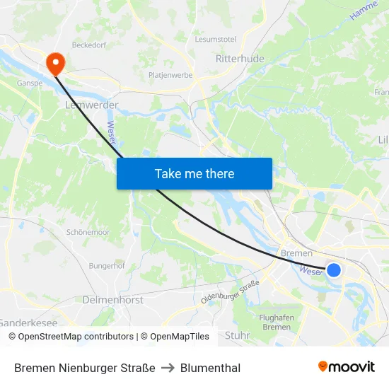 Bremen Nienburger Straße to Blumenthal map