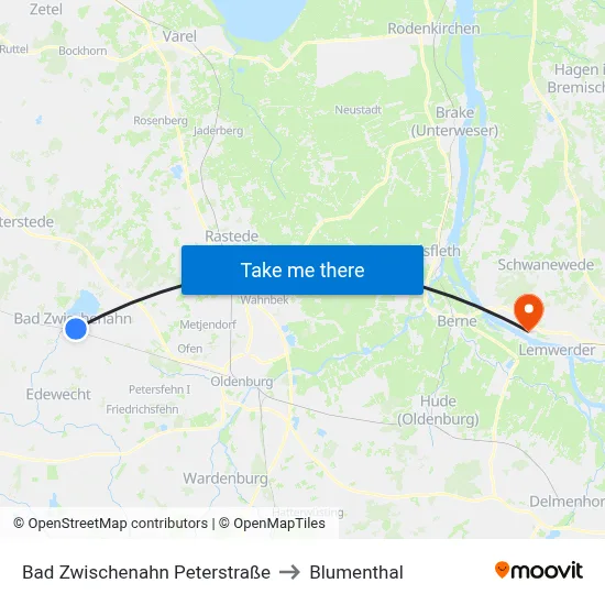 Bad Zwischenahn Peterstraße to Blumenthal map