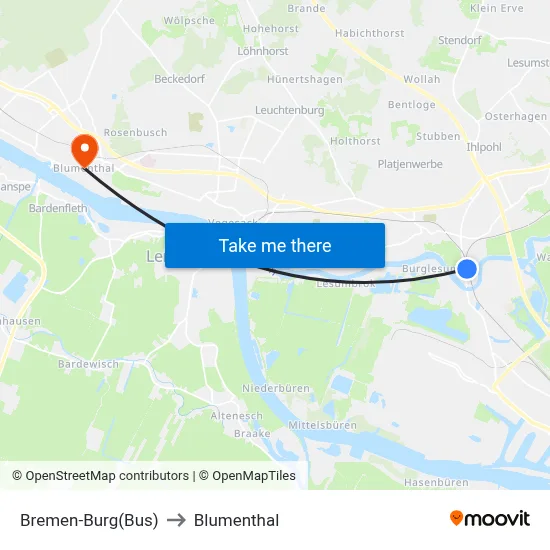Bremen-Burg(Bus) to Blumenthal map