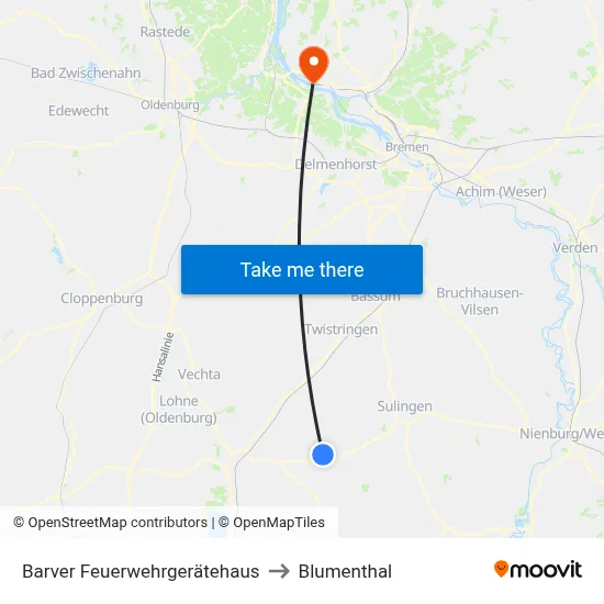 Barver Feuerwehrgerätehaus to Blumenthal map