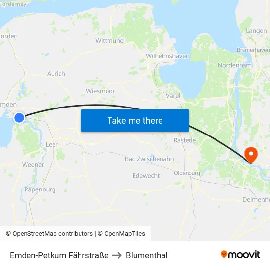 Emden-Petkum Fährstraße to Blumenthal map