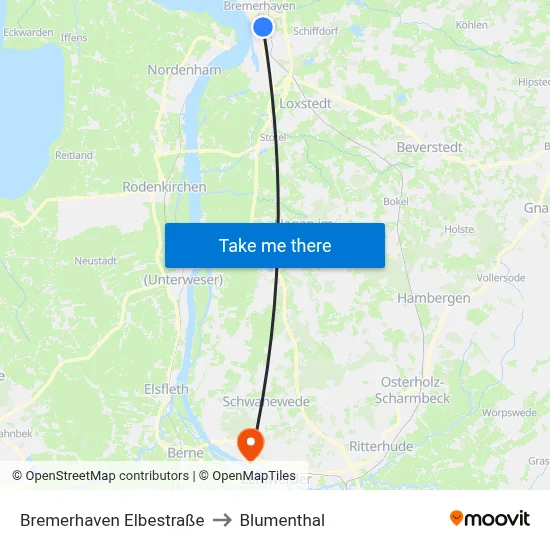 Bremerhaven Elbestraße to Blumenthal map