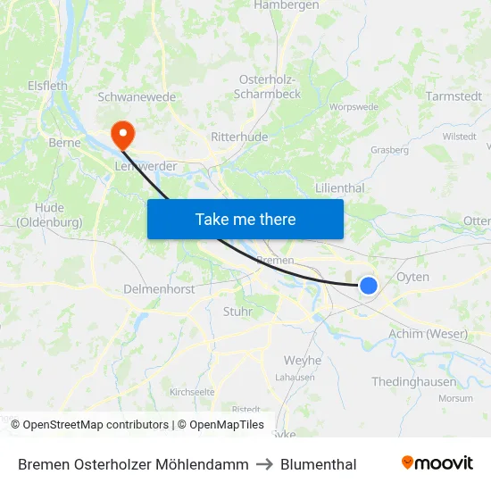Bremen Osterholzer Möhlendamm to Blumenthal map