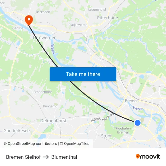 Bremen Sielhof to Blumenthal map
