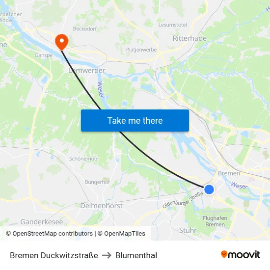 Bremen Duckwitzstraße to Blumenthal map