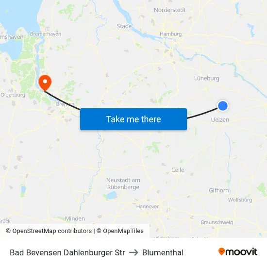 Bad Bevensen Dahlenburger Str to Blumenthal map