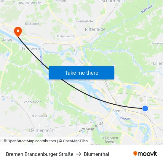 Bremen Brandenburger Straße to Blumenthal map