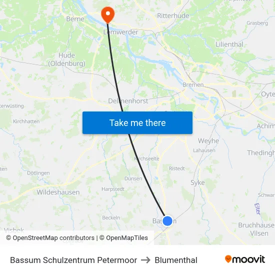 Bassum Schulzentrum Petermoor to Blumenthal map