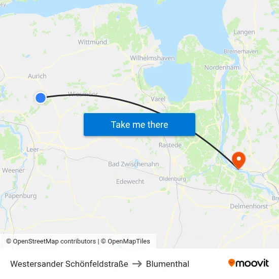 Westersander Schönfeldstraße to Blumenthal map