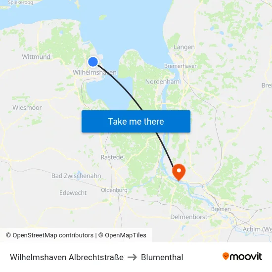 Wilhelmshaven Albrechtstraße to Blumenthal map