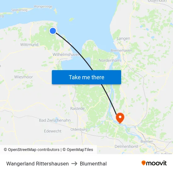 Wangerland Rittershausen to Blumenthal map