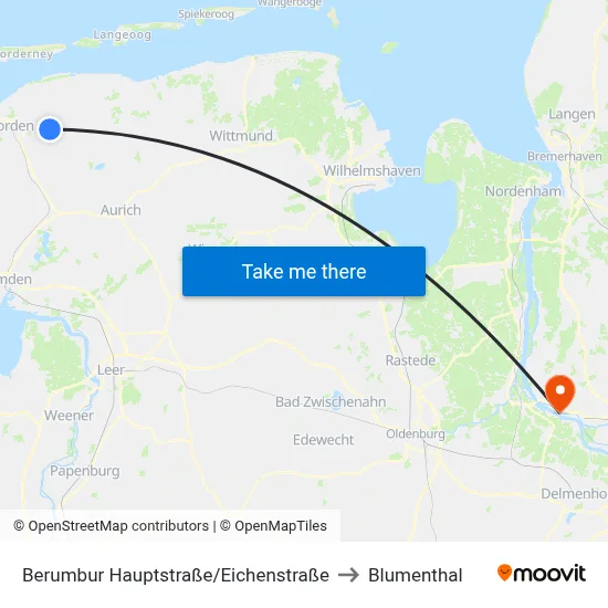 Berumbur Hauptstraße/Eichenstraße to Blumenthal map