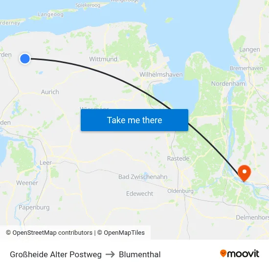Großheide Alter Postweg to Blumenthal map