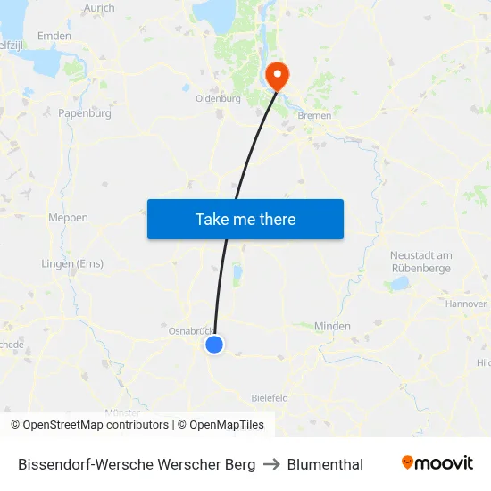 Bissendorf-Wersche Werscher Berg to Blumenthal map