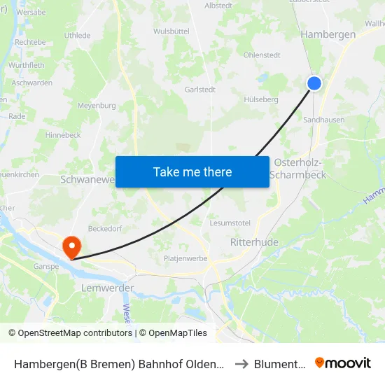Hambergen(B Bremen) Bahnhof Oldenbüttel to Blumenthal map