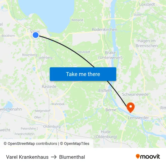 Varel Krankenhaus to Blumenthal map