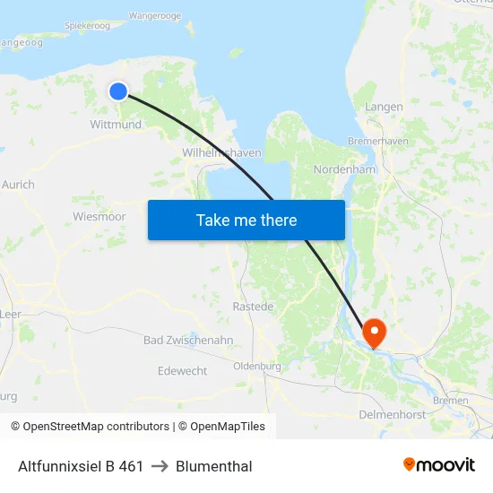 Altfunnixsiel B 461 to Blumenthal map
