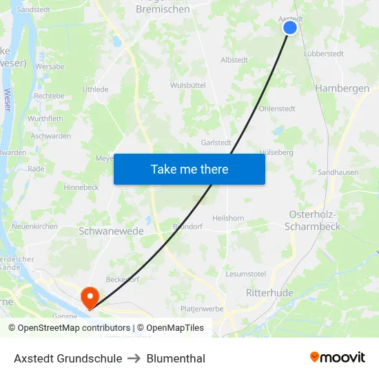 Axstedt Grundschule to Blumenthal map
