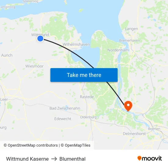 Wittmund Kaserne to Blumenthal map
