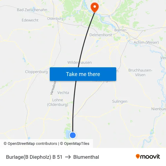 Burlage(B Diepholz) B 51 to Blumenthal map
