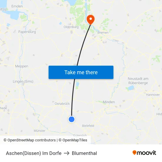 Aschen(Dissen) Im Dorfe to Blumenthal map