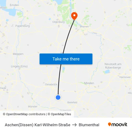 Aschen(Dissen) Karl-Wilhelm-Straße to Blumenthal map