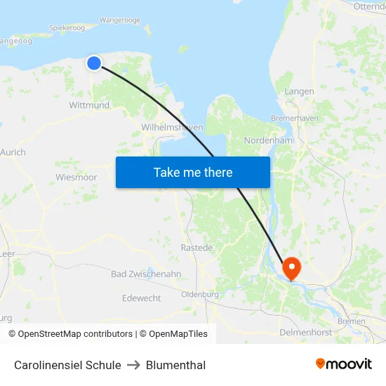 Carolinensiel Schule to Blumenthal map
