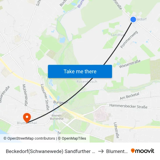 Beckedorf(Schwanewede) Sandfurther Straße to Blumenthal map