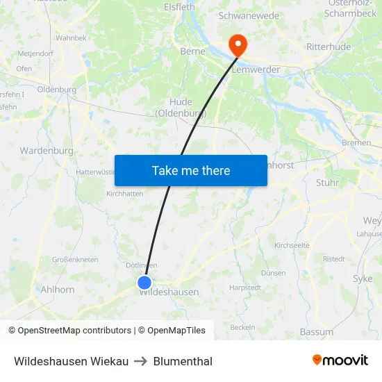 Wildeshausen Wiekau to Blumenthal map