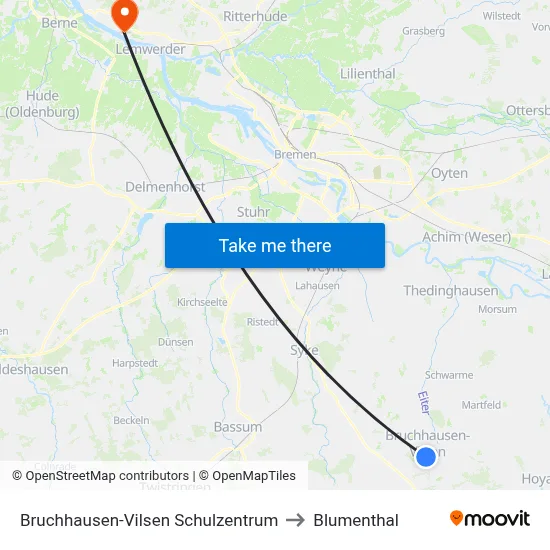 Bruchhausen-Vilsen Schulzentrum to Blumenthal map