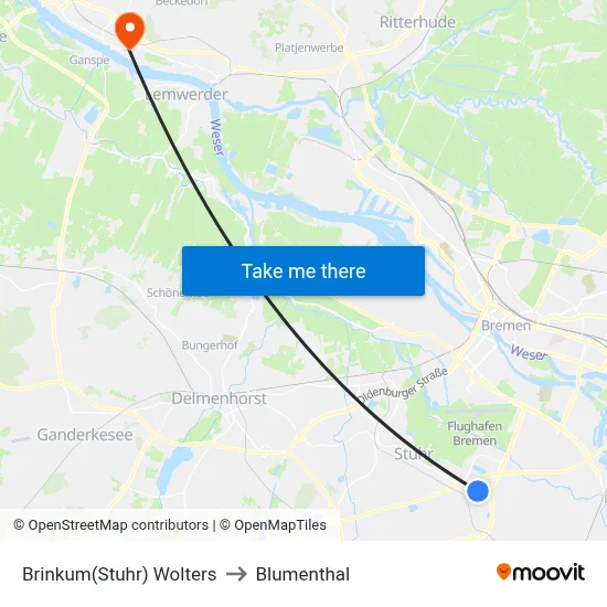 Brinkum(Stuhr) Wolters to Blumenthal map