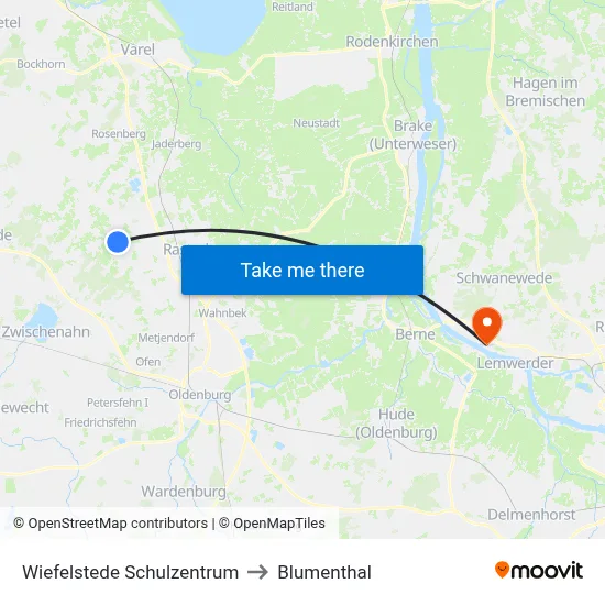 Wiefelstede Schulzentrum to Blumenthal map