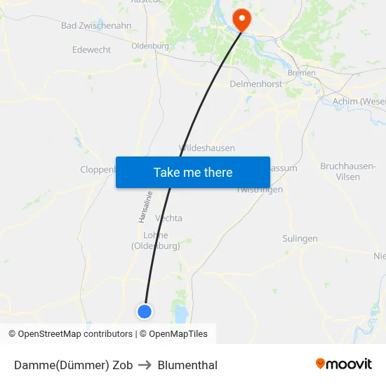 Damme(Dümmer) Zob to Blumenthal map