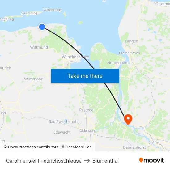 Carolinensiel Friedrichsschleuse to Blumenthal map