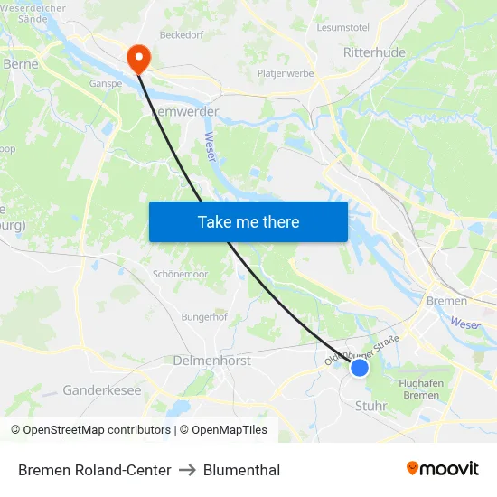 Bremen Roland-Center to Blumenthal map