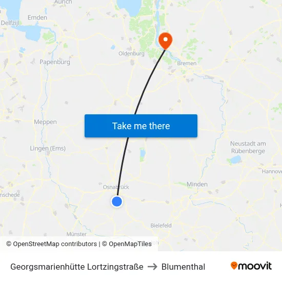 Georgsmarienhütte Lortzingstraße to Blumenthal map