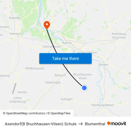 Asendorf(B Bruchhausen-Vilsen) Schule to Blumenthal map