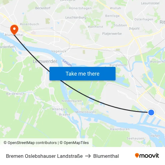 Bremen Oslebshauser Landstraße to Blumenthal map