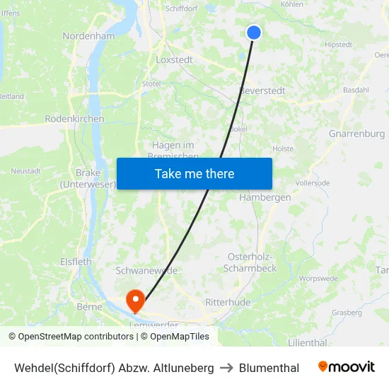 Wehdel(Schiffdorf) Abzw. Altluneberg to Blumenthal map