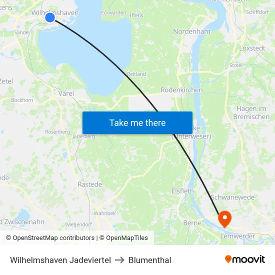 Wilhelmshaven Jadeviertel to Blumenthal map