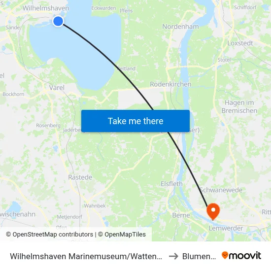 Wilhelmshaven Marinemuseum/Wattenmeerhaus to Blumenthal map