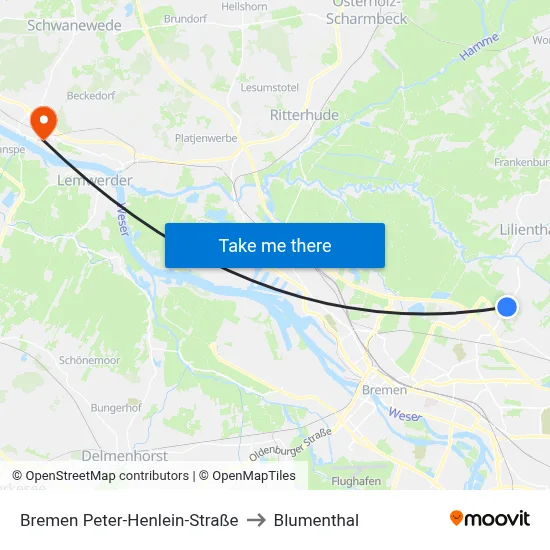 Bremen Peter-Henlein-Straße to Blumenthal map