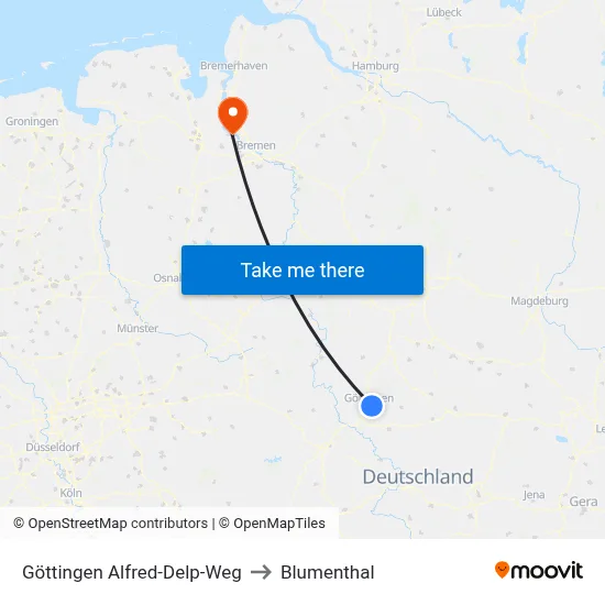 Göttingen Alfred-Delp-Weg to Blumenthal map